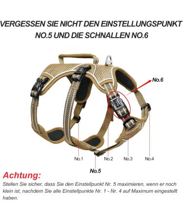 Buy Heele XL Brown Dog Harness - Breakout Buckle Reflective Robust Handle & Panic Clip | Comfortable Fit for Large Dogs - Buy Online on GoSupps.com