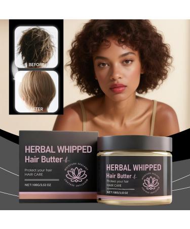  Nuvilo Herbal Whipped Hair Butter for dry and damaged hair deep moisturizing and anti-frizz balm nourishing cream for curly and coily hair leave-in conditioning butter for - Buy Online on GoSupps.com