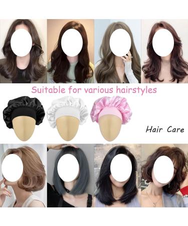 MELTU 1 Pack Hair Bonnet for Sleeping Satin Bonnet with Wide Elastic Band Silk Hair Wrap for Sleeping Soft Sleep Cap Pink - Buy Online on GoSupps.com