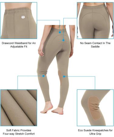 FitsT4 Kids Performance Riding Tights - Flex Knee Patch Breeches for Girls in Khaki (Large) - Buy Online on GoSupps.com