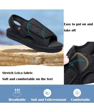 Adjustable Diabetic Shoes for Women - Open Toe Design for Wide & Swollen Feet - Summer Black Size 7 - Buy Online on GoSupps.com