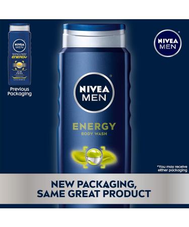 NIVEA MEN Energy Body Wash with Mint Extract, Cedarwood and Mint Scent, 3-in-1 Men's Body Wash, Face and Hair, Paraben Free, Vegan Formula, 16.9 Fl Oz Bottle Mint 16.9 Fl Oz (Pack of 1) - Buy Online on GoSupps.com
