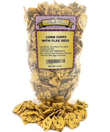 Flax Seed Corn Chips - Healthy Snacks - Bulk Size (1 lb.) | Resealable Zip Lock Stand Up Bag - Buy Online on GoSupps.com