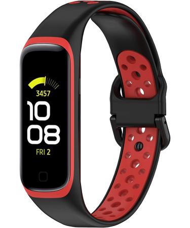Two-Toned Silicone Wristband for Samsung Galaxy Fit 2 | Red Breathable Bracelet Strap for SM-R220 Fitness Smartwatch - Buy Online on GoSupps.com