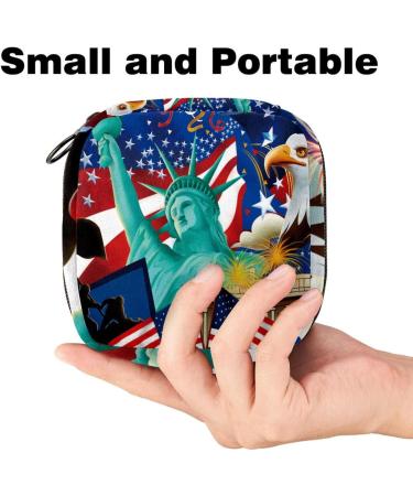 Menstruation Cup & Women's Napkin Bag Stylish Collective Bags with Statue of Liberty & American Flag Designs - Buy Online on GoSupps.com