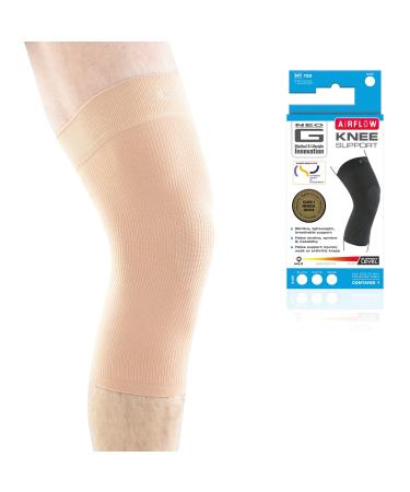 Neo-G Knee Sleeve for Daily wearing  Good for Sprains  Strains  Weak Muscles - Knee Sleeves for Men and Women   Fits for sports Running  Hiking  Yoga  Basketball - Airflow LARGE: 38 - 43 CM Beige