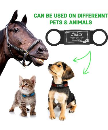 Natiform Personalized Dog Tags Slide-On Pet ID Tags Fun Wild Flower Frame Design Stainless Steel Dog Name Tags Engraved No Noise Customized Pet Identification Tags(L Black) - Buy Online on GoSupps.com