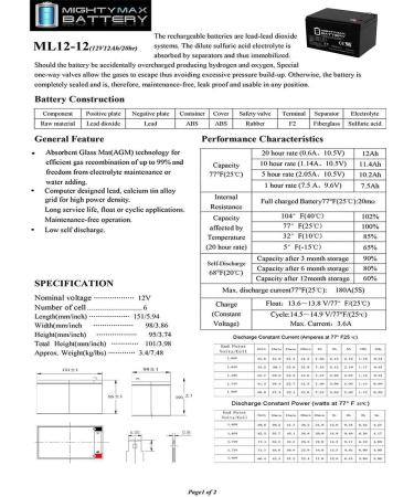 Mighty Max Battery ML12-12 - 12V 12AH F2 Replacement UPS Battery for APC Back-UPS BP650SC | International Shipping Available - Buy Online on GoSupps.com