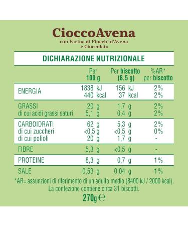  Italian Gourmet E.R. Pack of 12 Mulino Bianco Cioccoavena biscuits with less fat dark chocolate oat flakes and orange zest 270g + Italian gourmet polpa 400g - Buy Online on GoSupps.com