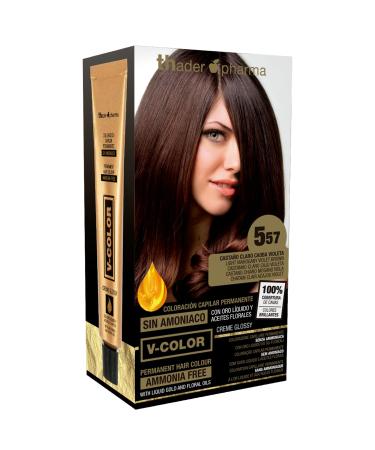 Thader Th Pharma Thader Th Pharma V-Color Ammonia-Free Permanent Hair Colour Kit with 100% Grey Coverage 120 ml (Light Mahogany Purple Brown)