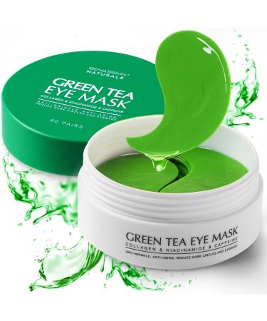 Enaskin Naturals Under Eye Patches Dark Circles Under Eye Masks for Puffiness - Green Tea Eye Gel Pads With Collagen & Niacinamide & Caffeine Wrinkles Reducing Gels for Eye Bags & Fine Lines 4 Ounce (Pack of 1) Green