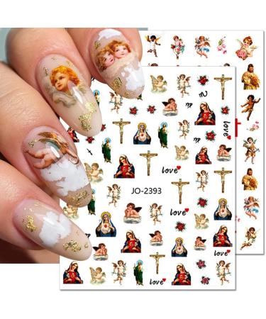 Dornail Virgin Mary Nail Art Stickers - 12 Sheets | Christian Jesus & San Judas Design | 3D Self-Adhesive Decals for DIY Nail Decorations - Buy Online on GoSupps.com