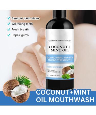 Whitening Oil Mouthwash with Coconut and Peppermint Oil Oil Pulling Mouthwash Oil with Tongue Scraper For Healthy Teeth and Gums Alcohol Free (m 1PC) - Buy Online on GoSupps.com
