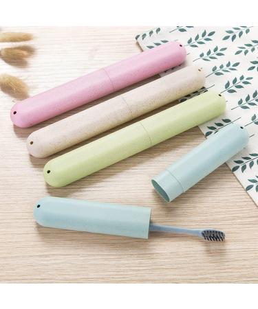Chuangou Eco-Friendly Wheat Straw Travel Toothbrush Case - 4 Pack | Ideal for Camping School & On-the-Go - Buy Online on GoSupps.com