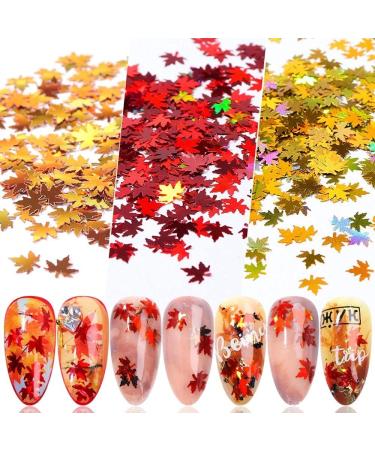 Fall Leaf Glitter Nail Sequins - 24 Colors Holographic Maple Leaf Art Flakes - Autumn Manicure Decorations - 2Boxes - Buy Online on GoSupps.com