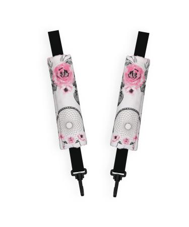 Harness Seat Belt Strap Covers Padded Universal New Reversible Set of 2 (Dream Catchers/Pink) Dream catchers / pink