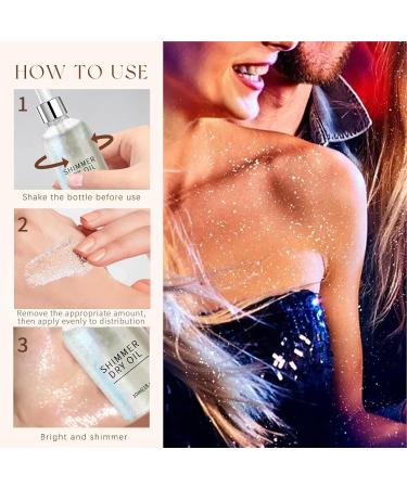 Mimoqk Body Oil with Shimmer Sparkly & Long-Lasting Shimmering Body Oil Glowing Highlighter & Illuminator Body Glitter Oil for Radiant - Buy Online on GoSupps.com