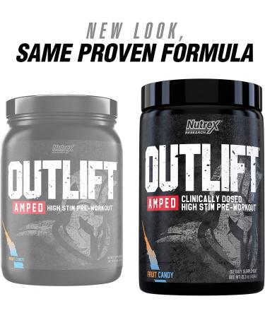 Nutrex Research Outlift Amped Pre Workout | High Stim Formula for Men and Women | Intense Energy & Focus | Citrulline, Creatine, Beta-Alanine | Fruit Candy Flavor - Buy Online on GoSupps.com