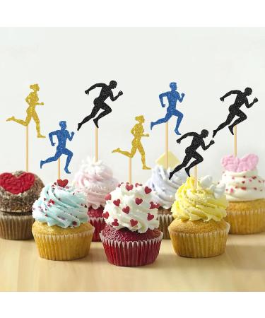 MonMon & Craft Running Cupcake Toppers/Exercise Sports Cupcake Decor/Runner Birthday Party Cupcake Decorations - 24 Pcs Glitter - Buy Online on GoSupps.com