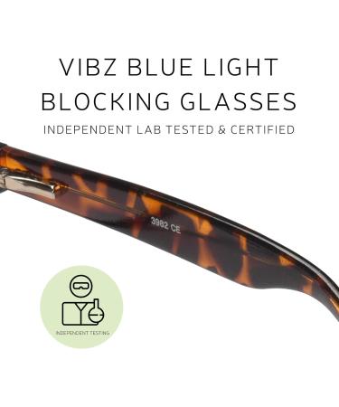 Vibz Blue Light Blocking Glasses for Men & Women | Non-Corrective & Antiglare | Stylish Shiny Tortoise Clear Lens - Buy Online on GoSupps.com