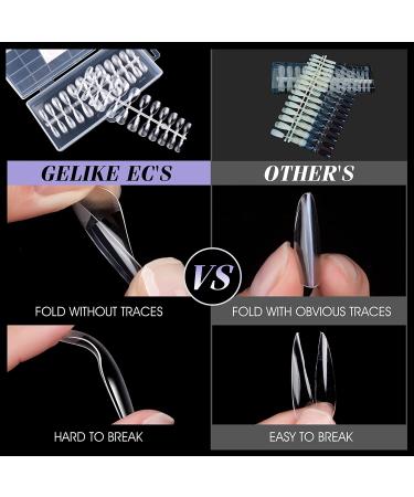 Gelike EC Soft Gel Full Cover Nail Tips Kit - 240Pcs Clear Short Almond Gelly Tips - Pre-buff PMMA False Press on Nail Tips - 12 Sizes - Buy Online on GoSupps.com