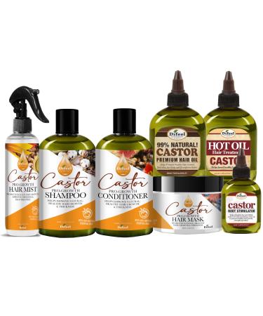 Difeel Essentials Castor Oil for Hair Growth Beauty Bomb for Hair Growth 7-Piece Set
