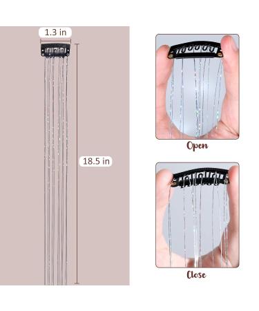 14 Pcs 18.5 Clip in Hair Tinsel Kit - Heat Resistant Glitter Extensions for Women, Girls, Kids - Black Fairy Sparkle Strands - Festival Hair Accessories - Buy Online on GoSupps.com