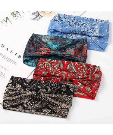 Acenail Boho Headbands - Wide Knotted Turban Headband for Women - Nonslip Elastic Hairband for Sports and Yoga - Floral Bohemian Head Wraps - Buy Online on GoSupps.com