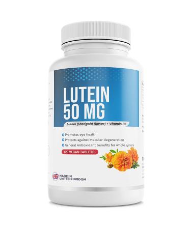 Lutein 50mg Plus Vitamin B2 - Eye Health Complex - 120 Tablets - Made in UK - Vegan Friendly