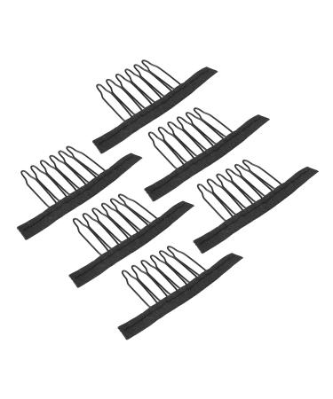 100 Stainless Steel Wigskamm Clips - 6 Teeth Hair Extensions Black Clip with Cloth for Hair Parts Cap - Buy Online on GoSupps.com