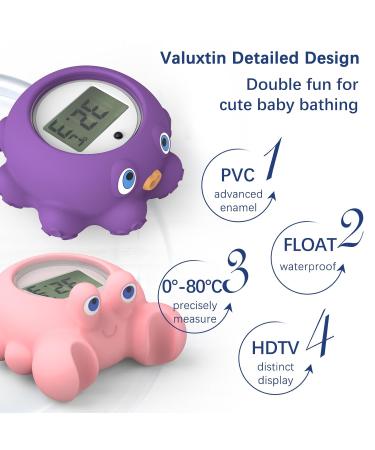 Valuxtin Digital Baby Bath Thermometer - Waterproof Floating Octopus-purple Design with LCD Display for Toddler Bath Play and Baby Room | 2 Second Readings - Buy Online on GoSupps.com