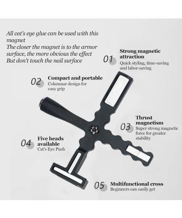 Nail Magnets for Nail Art | Magnetic Nails Polish Wand Professional Nail Art Cat Eye Stick 5 in 1 Nail Design Tools for Salon Studio Home Black - Buy Online on GoSupps.com