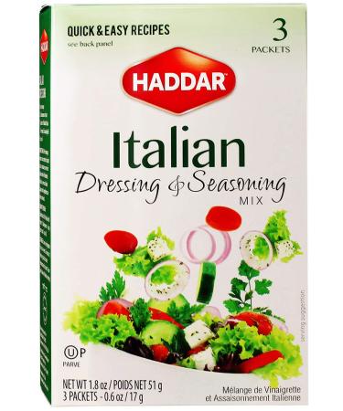 Haddar, Gluten Free Italian Dressing & Seasoning Mix 1.8oz, (3 Packets) For Seasoning and Salad Dressing