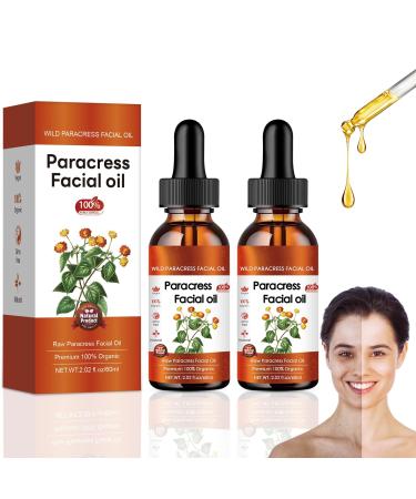 100% Pure Organic Paracress Facial Oil - Anti-Aging Moisturizing Essential Oil with Spilanthes Acmella Oleracea Flower & MCT Oil for Wrinkle Reduction Moisturizing & Glowing Skin Face Oil (2pcs)
