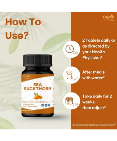 ORGANIC SPREE Neem & Sea Buckthorn Supplement 120 Tablets Each USDA Organic Skin & Immunity Support Azadirachta Indica & Hippophae Rhamnoides Omega 7 Superfruit* - Buy Online on GoSupps.com