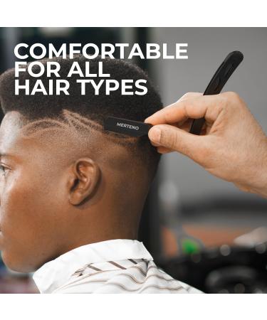 Merteno Professional Straight Edge Razor with 100 Shark Blades - Stainless Steel Men's Manual Shaver for Close Shaving (Black) - International Shipping Available - Buy Online on GoSupps.com