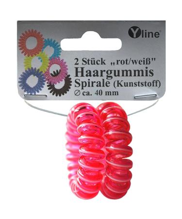 2 Hair tie red/white (trans.) Plastic hair accessories braid rubber hair tie spiral hair spiral braid spiral telephone cable 2784-02