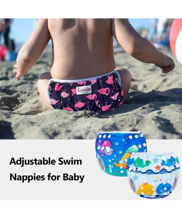 Buy Luxja Reusable Swimming Diapers for Babies (0-3 Years) - Adjustable & Washable - 2 Pack with Whales & Fish Design - International Shipping Available - Buy Online on GoSupps.com