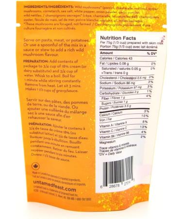 Untamed Feast Wild Mushroom Sauce Mix Gluten-Free Vegetarian Vegan-Friendly 12 Count of 25g Mushroom 12 Count of 25g - Buy Online on GoSupps.com