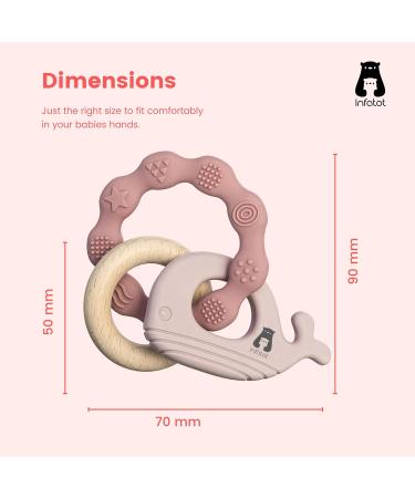 Infatot Teething Toys for Baby - MultiTexture Silicone Teethers 0-6 Months - Pink/Salmon - Buy Online on GoSupps.com