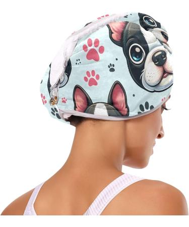 Dog Footprints Hair Towel 2 Pack - Super Absorbent Quick Dry Hair Turbans for Women & Girls | Ideal for Fast Drying - Buy Online on GoSupps.com