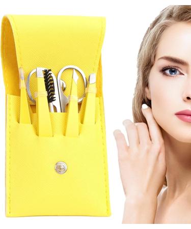 Eyebrow Shaping Kit | with Travel Case Eyebrow Scissors Kit Brow Scissors Eyebrow Kit | Eyebrow Scissors for Women Eyebrow Grooming Kit for Ingrown Hair Hair Plucking Daily Puchen Lemon Yellow 6-piece Set - Buy Online on GoSupps.com