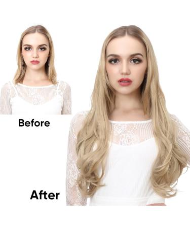 SARLA 18 Inch Invisible Wire Hair Extension Curly Wavy Synthetic Hairpiece for Women - Beach Blonde - Buy Online on GoSupps.com