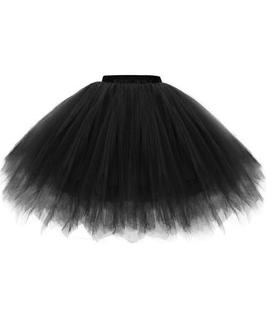 Gardenwed Christmas Tutu Skirt for Women Vintage Tulle Ballet Bubble Dance Party Costume Adult Skirts Large Black