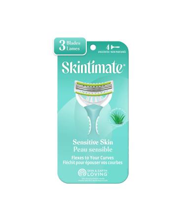 Skintimate 3 Blade Disposable Razor, Sensitive Skin, 4 Count (Pack of 3) - Packaging May Vary