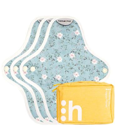 hannahPAD Organic Reusable Washable Sanitary Cloth Pads (3 Small Pads 1 Carry Pouch Edelweiss Blue) 3 Small Pads 1 Carry Pouch Edelweiss Blue