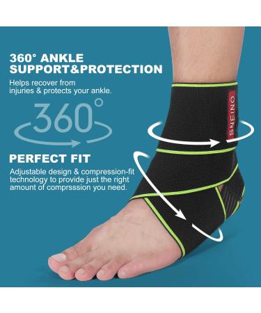 SNEINO Ankle Brace for Women & Men - Adjustable Ankle Stabilizer for Basketball, Running, Achilles, Joint Pain Relief - Green (1 Pack) - Buy Online on GoSupps.com