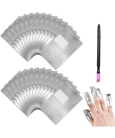 ANBOO Foil Nail Wraps 200 Pcs Nail Foils for Gel Nails Gel Nail Remover Wraps with 1pcs Cuticle Pusher for Manicure and Pedicure Nail Art Cleaner