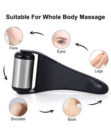 Stainless Steel Ice Roller for Face & Eyes | Puffiness & Migraine Relief | Best Self Care Gift for Men & Women - Black Roller - Buy Online on GoSupps.com
