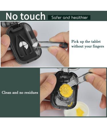 NatureTouch 2PCS Pill Cutter & Grinder - Crush Pills Vitamins & Tablets with Stainless Steel Blade & Brush - Black - Buy Online on GoSupps.com